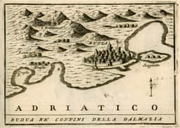 Vincenzo Coronelli’s 1688 copperplate view of Budva and the nearby coast