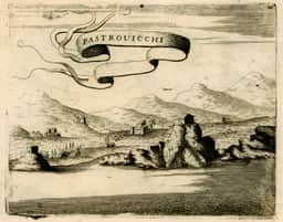 Vincenzo Coronelli’s engraved view titled Pastrovicchi, published in 1688