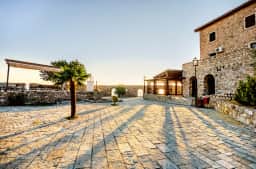 Stone courtyard and buildings inside Ulcinj Old Town