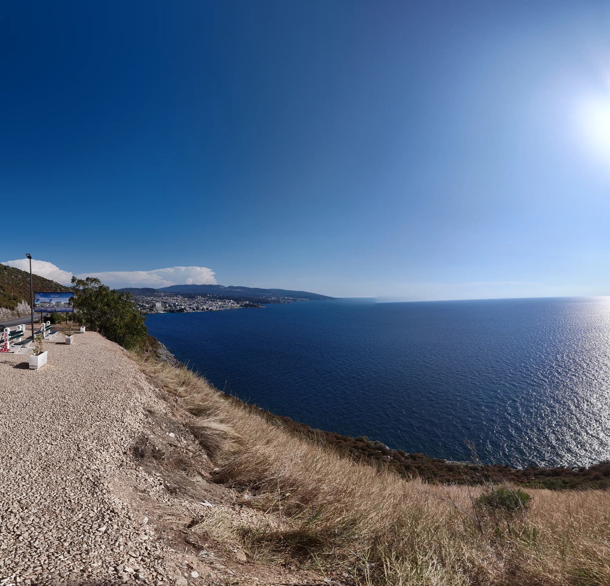 The coast path along the rocks between the headland and the beach at Dobra Voda