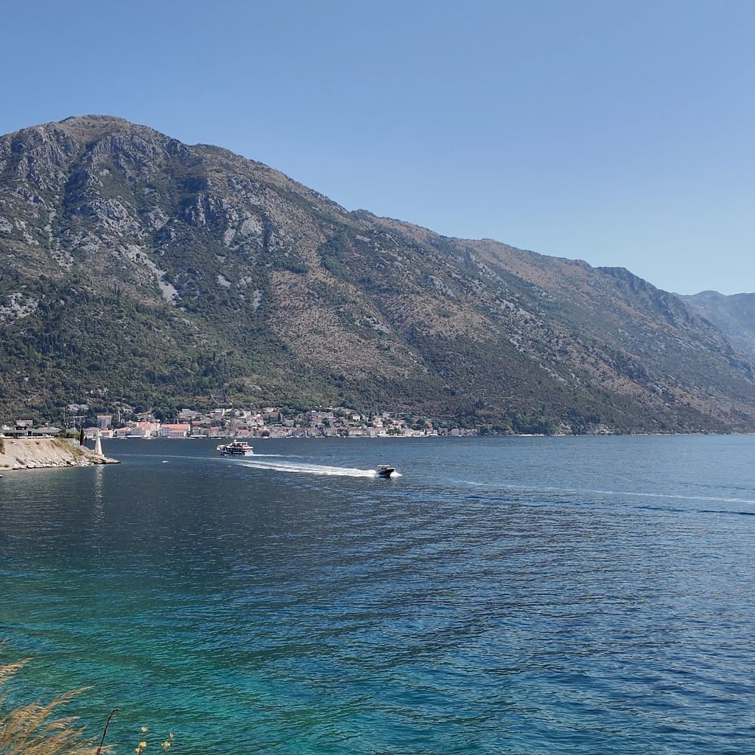 The Verige narrows, where the Bay of Kotor pinches to its tightest point between steep headlands before opening into the inner bay.