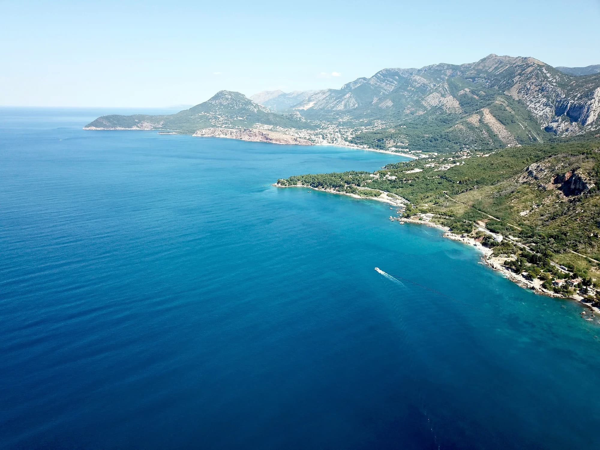 The coast between Sutomore and Čanj, hills dropping to the sea