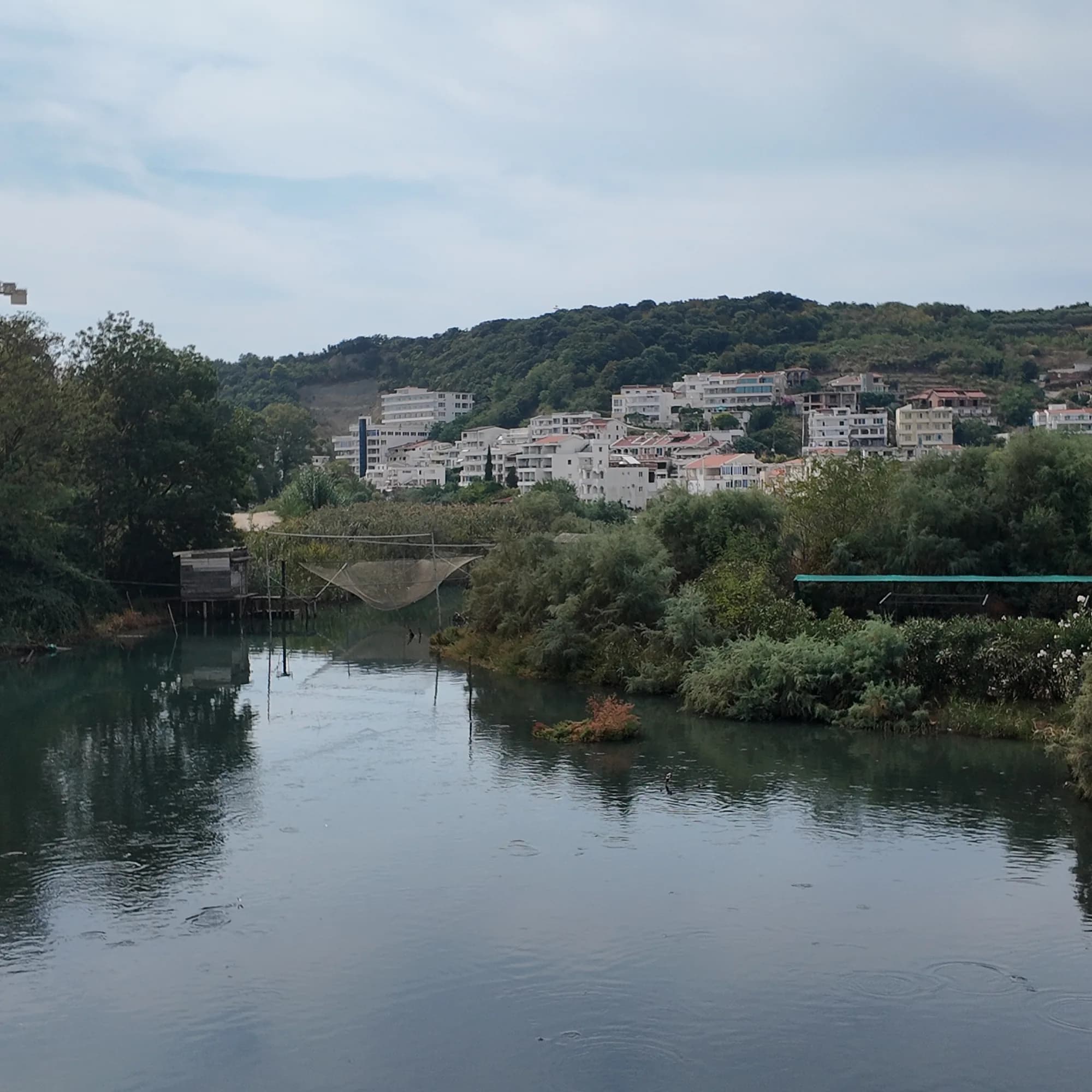 Fishing nets on the Port Milena canal under the hill of Ulcinj