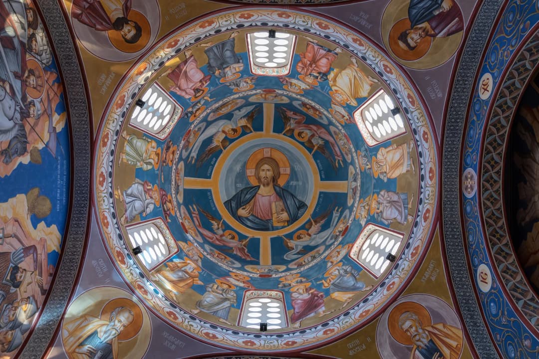 Dome fresco of Christ Pantocrator inside the Cathedral of Saint Jovan Vladimir, Bar