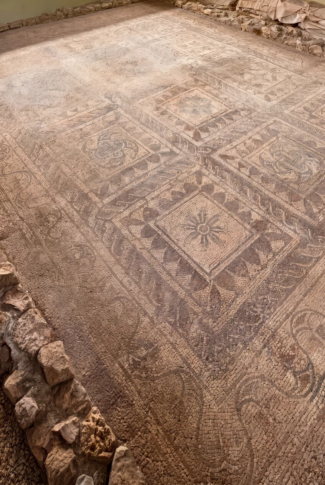 The Roman mosaic floor and excavated villa remains at the Mirišta site near Petrovac.