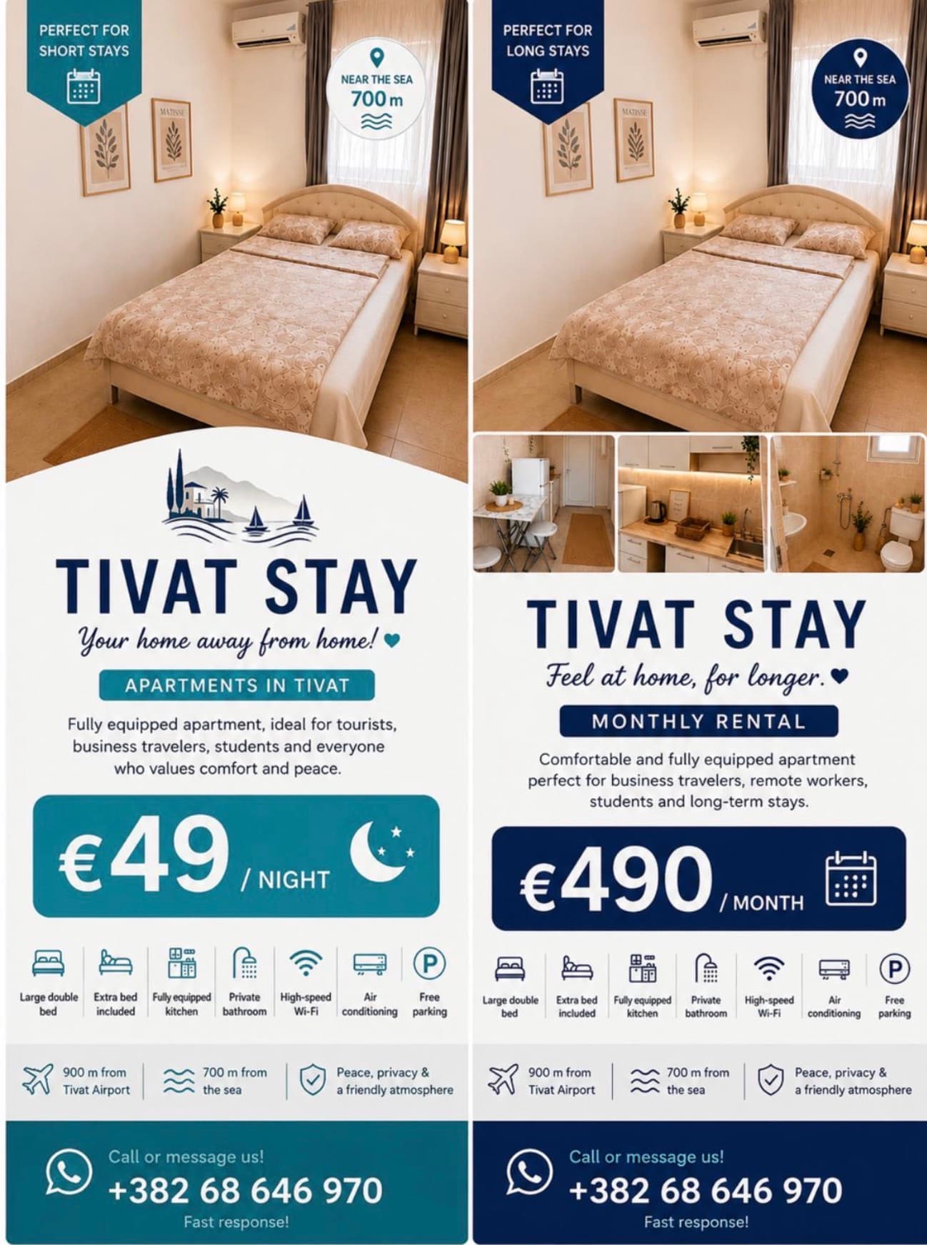 🌊 TIVAT STAY – Comfortable Apartment in Tivat