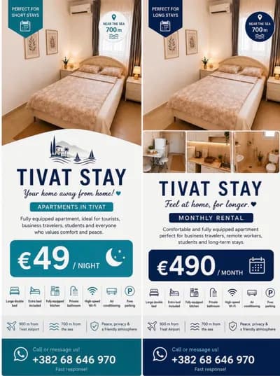 🌊 TIVAT STAY – Comfortable Apartment in Tivat