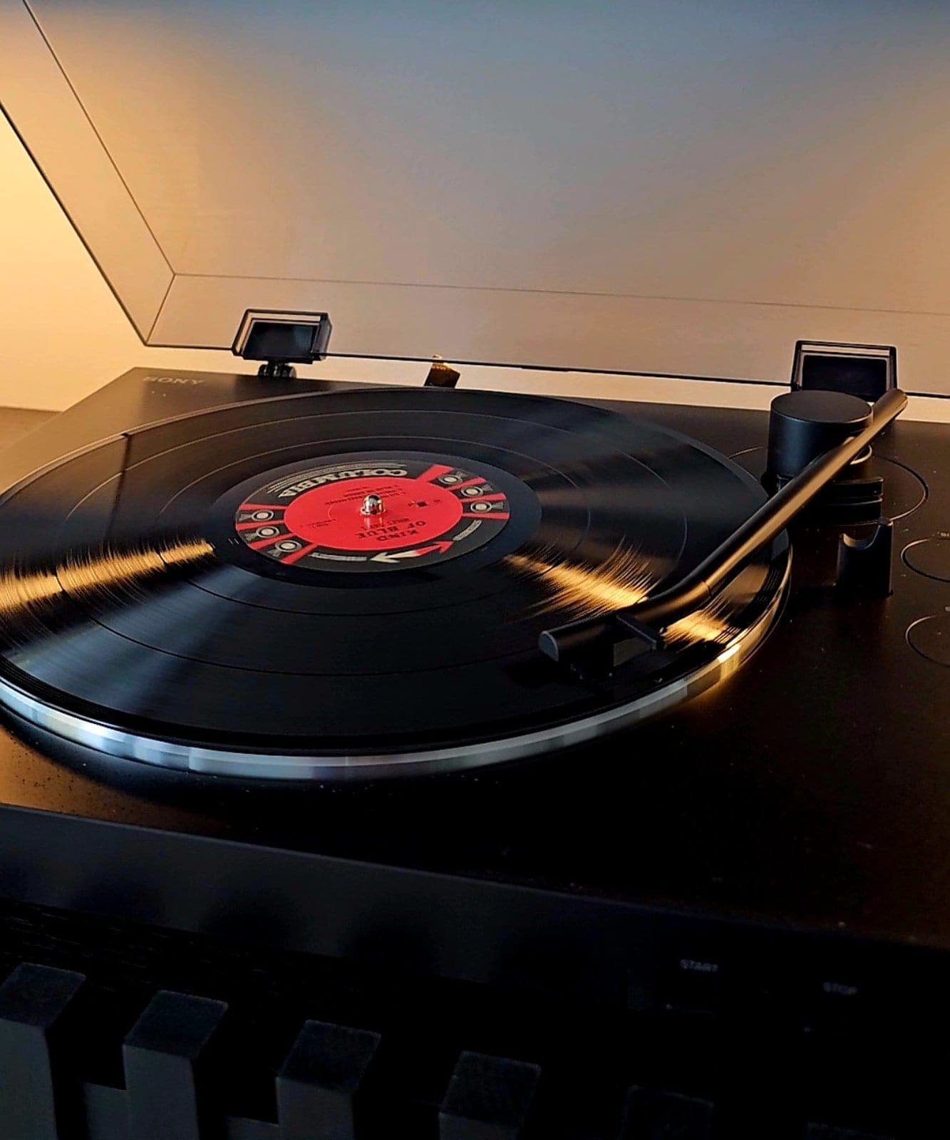 Vinyl record player in the suite
