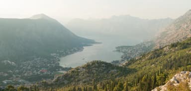 Bay of Kotor seen from a high coastal ridge