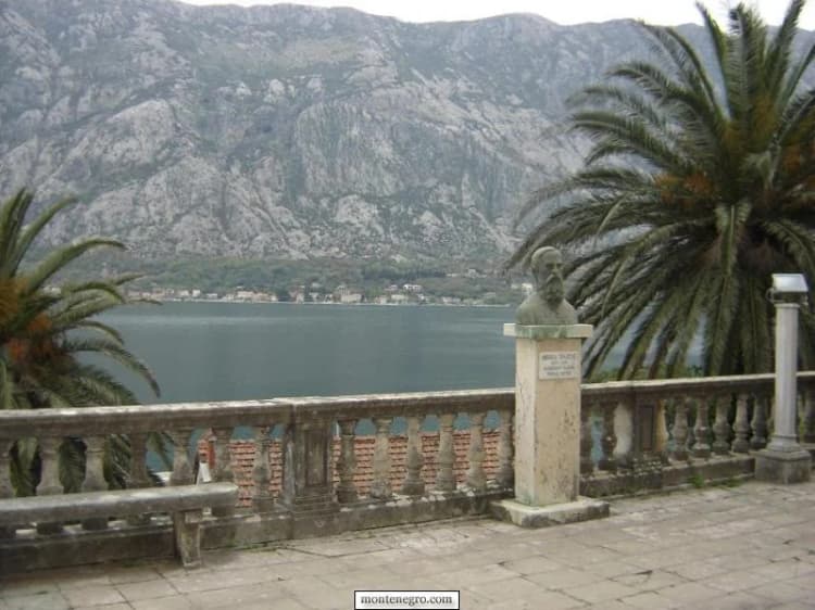 Ivo Visin bust overlooking the Bay of Kotor in Prčanj