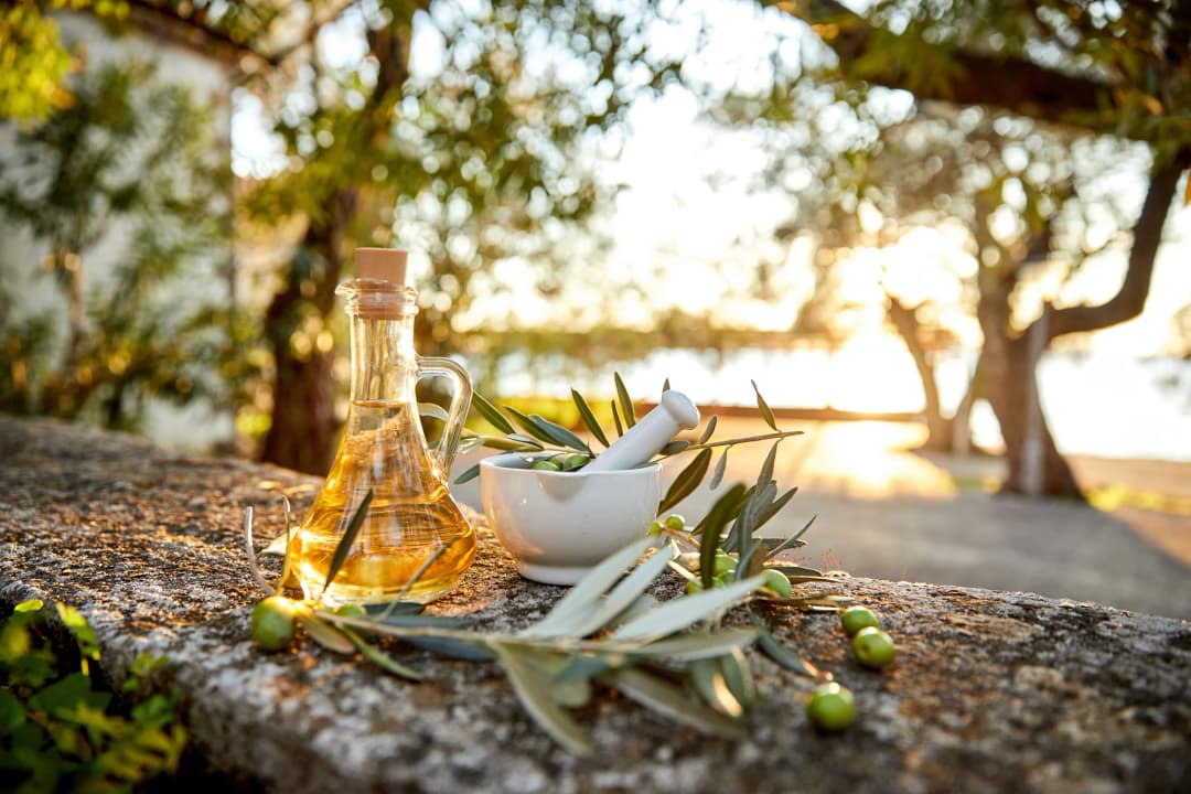 A selection of rakija bottles and glasses on a rustic table, showing different varieties (clear lozovaca, golden medovaca, amber sljivovica) with fresh fruit nearby