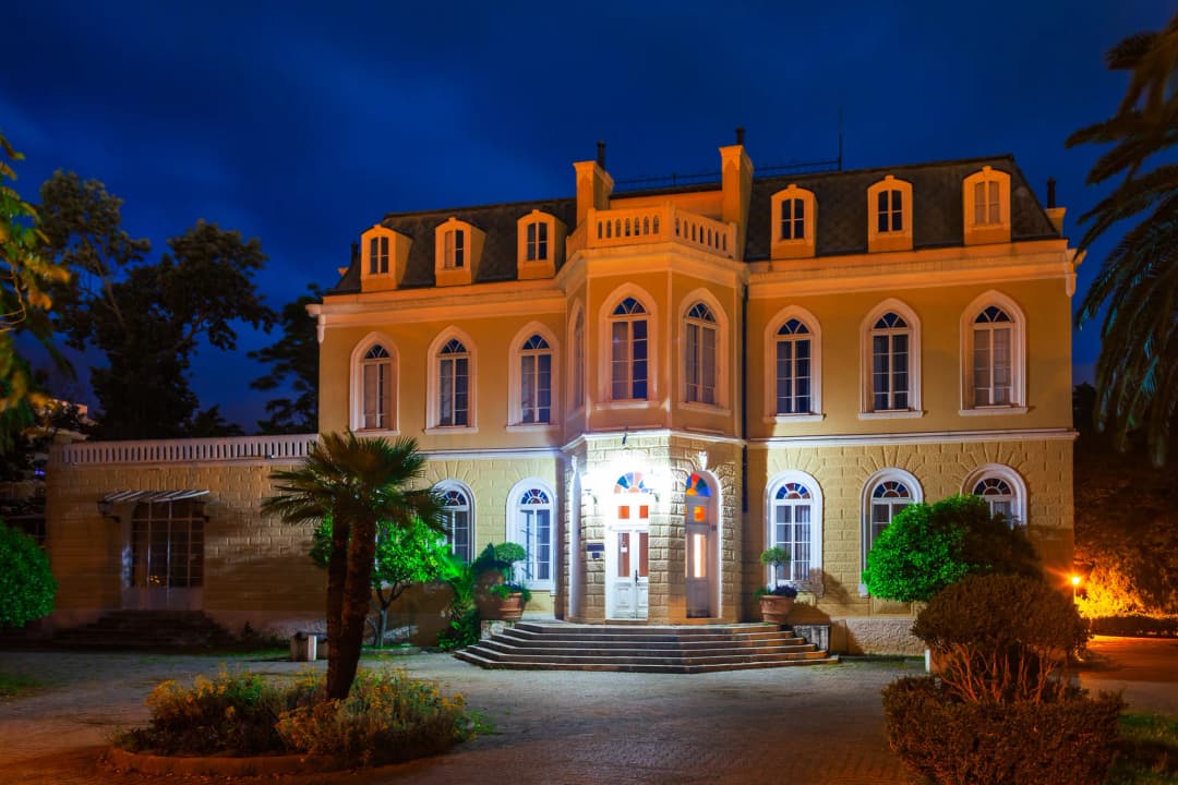 King Nikola's palace in Bar lit up at night