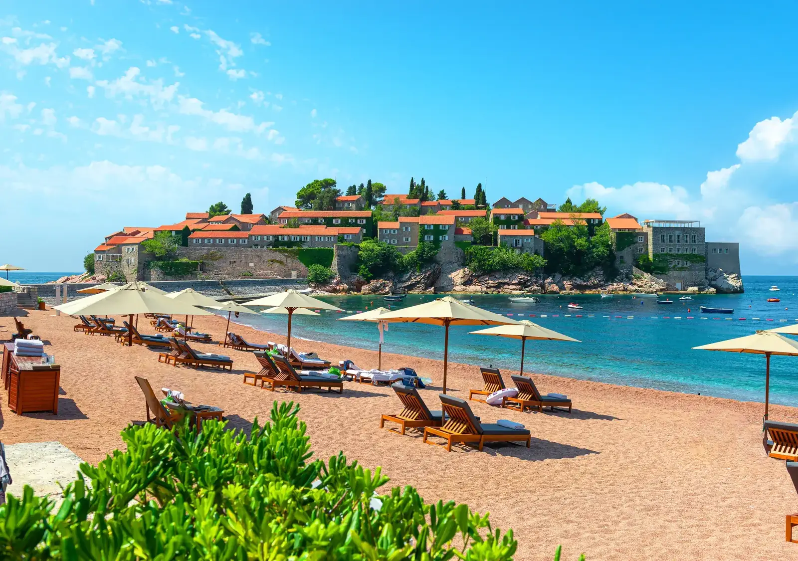 Sveti Stefan islet and beaches on the Budva Riviera