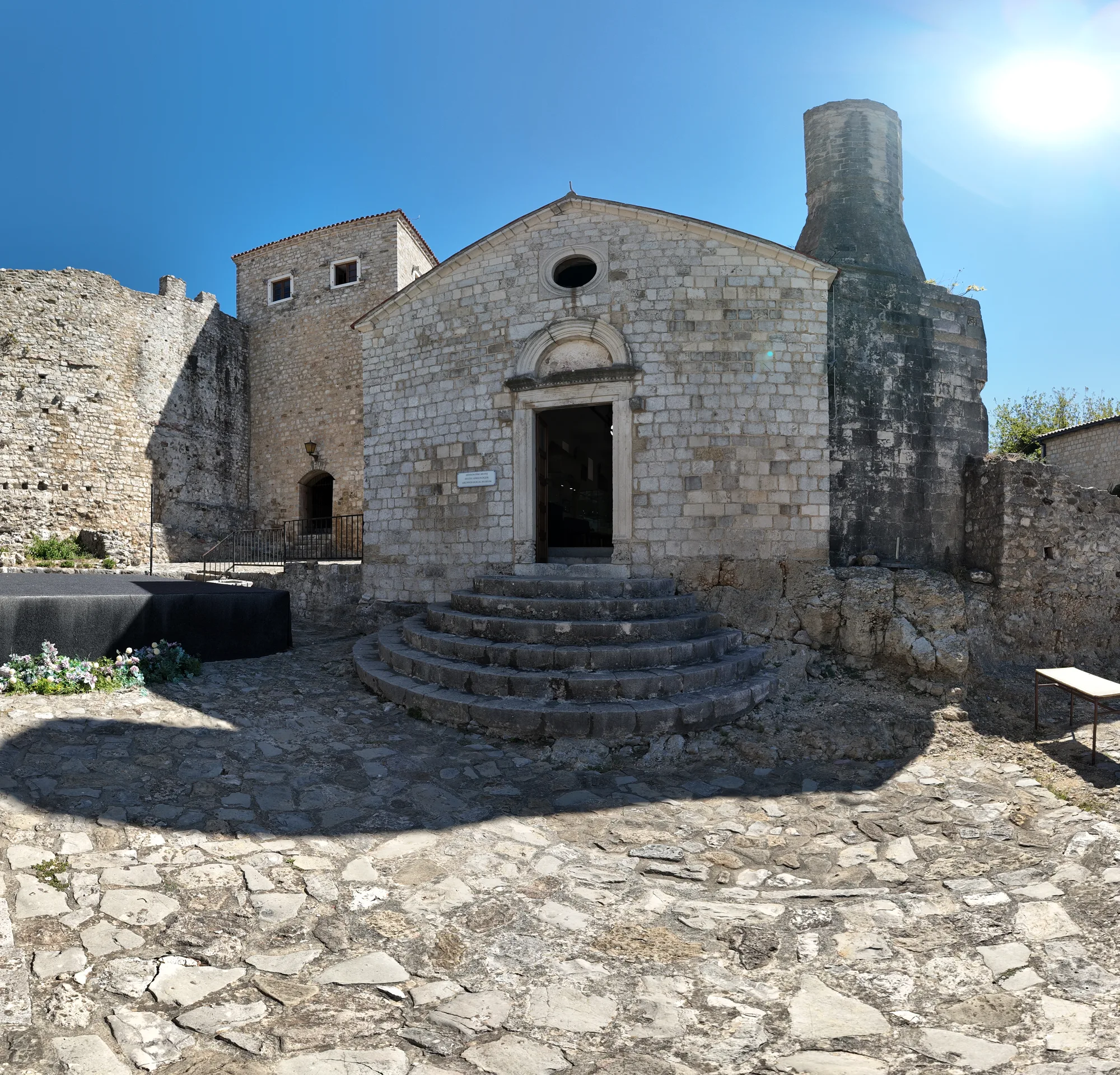 Church-Mosque and tower in the archaeological complex of Ulcinj Old Town