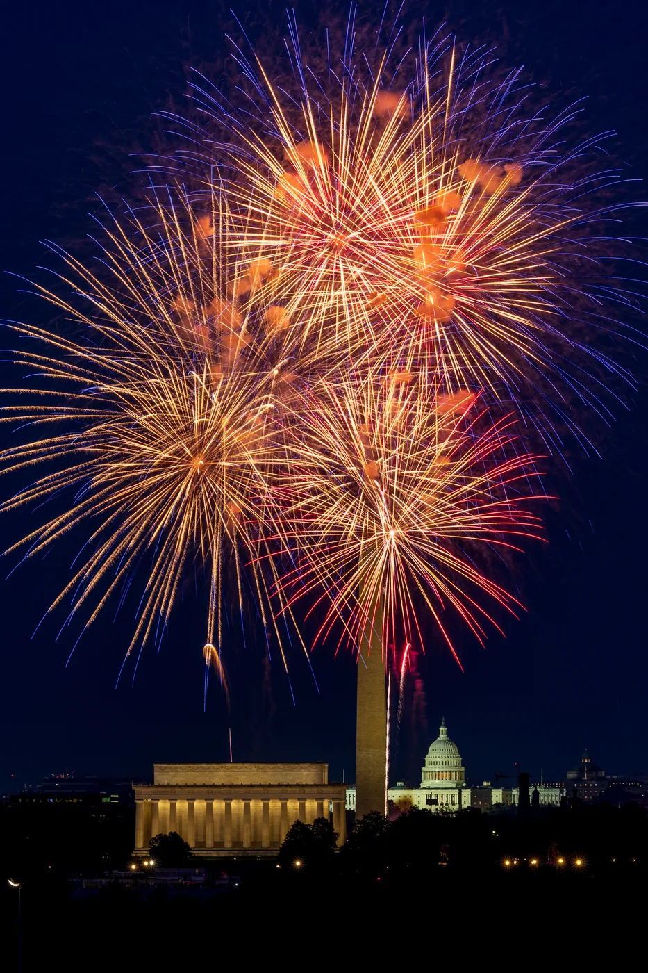 Fireworks over the National Mall in Washington, D.C. on the Fourth of July