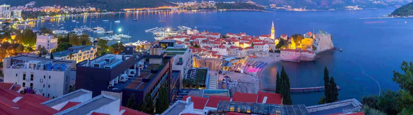 Budva Wide Evening City, Montenegro
